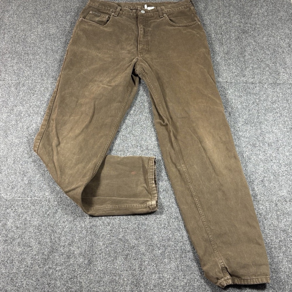 Vintage 90s Y2K Calvin Klein Jeans Mens FITS 34x33 Brown Denim Straight USA MADE